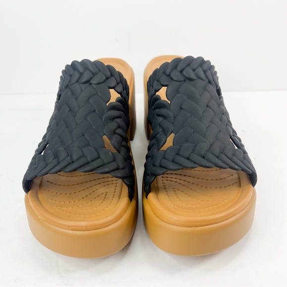 Crocs Brooklyn Woven Heel Platform Sandals Black Women’s size 9 Chunky - Picture 2 of 9